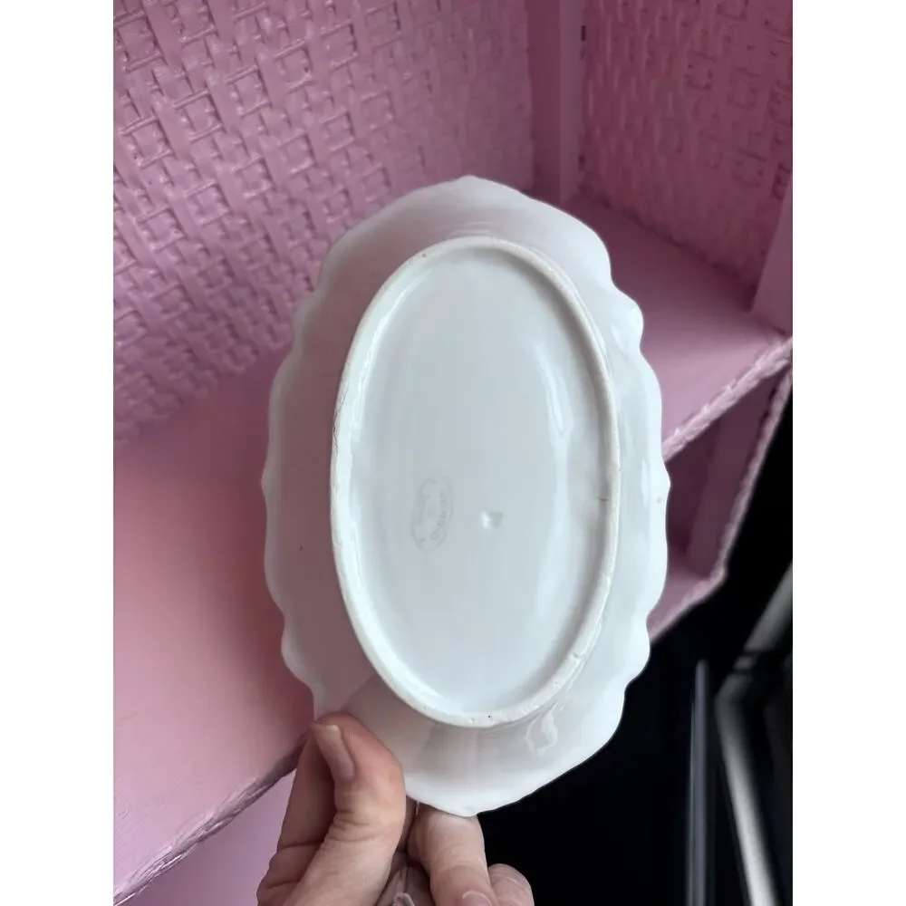 Antique Porcelain Relish Dish Trinket Tray Soap Floral Roses Victorian Cottage